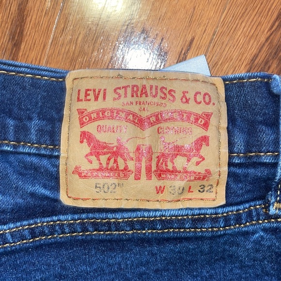 LEVIS 502 MENS W 30 L 32 NAVY BLUE JEANS - Picture 3 of 3